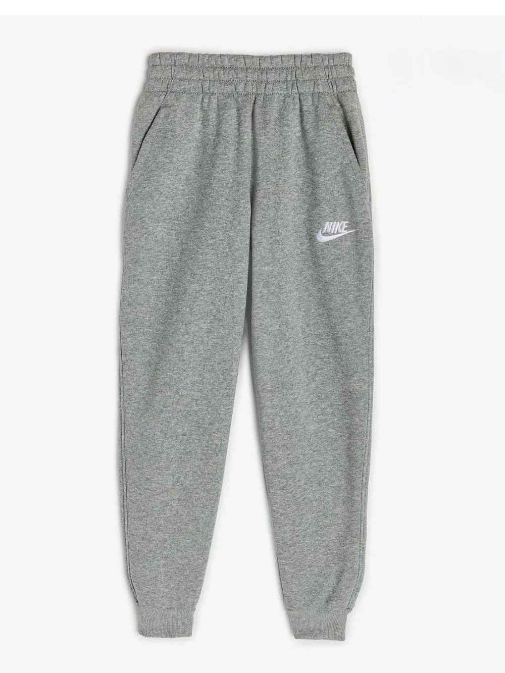 Nike Kids’ Grey Kids Fleece Joggers with White Logo